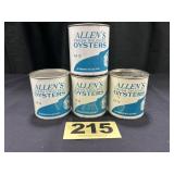 (4) 1 Pt Allen's Oysters Cans,