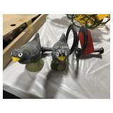 Cast Horseshoe Bookends, Cement Chicks,
