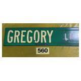 Gregory Ln Metal Sign, double sided, 24'x6'