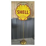 Shell Metal Sign on Metal Stand,