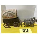 Prairie Schooner Chew. Tobacco Cvr. Wagon w/Mules