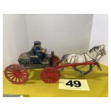 Cast Iron Horse Drawn Wagon w/Driver