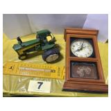 John Deere Thermometer, Clock & Tractor Lot