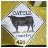 Cattle Crossing Tin Sign