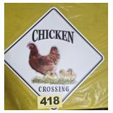 Chicken Crossing Tin Sign
