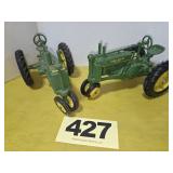 (2) JD Tractor, 1/16 scale, die cast.