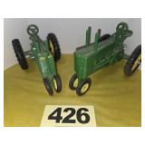 (2) JD Tractor, 1/16 scale, die cast.