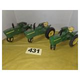 (3) JD Tractors: 4010, 2520 & 3010, 1/16 scale,