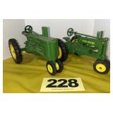 (2) JD Model A Tractors, 1/16 scale, diecast