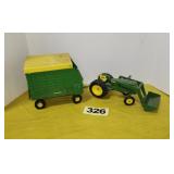 JD Loader Tractor & Forage Wagon, 1/16 scale,