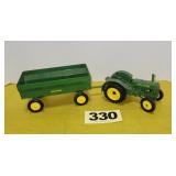 JD Tractor & Wagon, 1/16 scale, die cast.