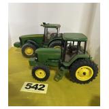 (2) John Deere Tractors, 1/16 scale, die cast
