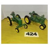 (2) JD Tractor, 1/16 scale, die cast.