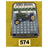 John Deere Metal, Magnetic Calendar,