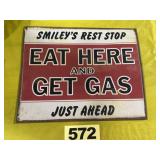 Smiley's Rest Stop Metal Sign,