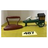Cast Dog & Cat on Tractor, & Iron