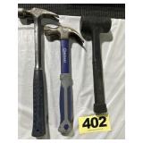 (2) Claw Hammers & Rubber Mallet