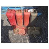 (4) Metal Fuel Cans w/ 2 Carry/Storage Racks