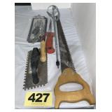 Assorted Drywall Tools, Saw, etc.