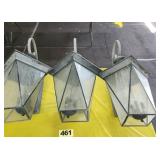 (3) Black & Glass Outdoor Lights