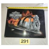 Metal Harley Davidson Firefighter Hat Sign