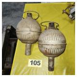 (2) Vintage Kerosene Smudge Pot Road Flares