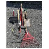 Shovel, Rakes, Broom, Fork