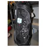 Nike Golf Bag W/ Clubs, 9 Irons, 3 Woods, 1