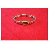 St/gt Rope Bracelet W/ Large Yel Stn & M