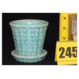 McCoy Aqua Pot and Saucer McCoy Aqua Pot and Saucer