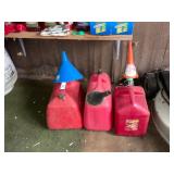 Plastic gas cans and funnels