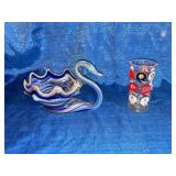 Football glass, swan