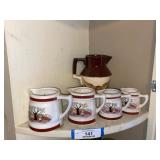 pitcher and mugs