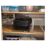 Various wire and plastic shelving