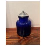 Blue glass canister