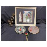 Red bird plates & print