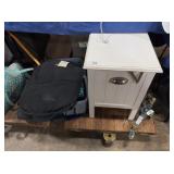 Bathroom items and ice chest