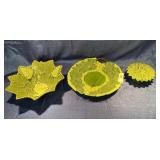 Green grapes and leaves dishes