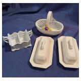 Butter dishes , basket