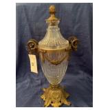 Glass and brass urn