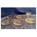 Glass plates and sherbet dish