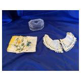 Trinket box and vintage linens