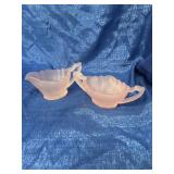 Pink glass cream /sugarset