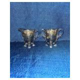 Silver City Glass footed cream and sugar set