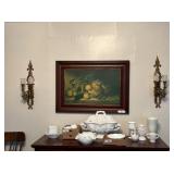 Two gold color plastic wall candle sconces