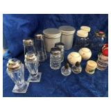 Salt and pepper shakers. Sugar shakers. Tooth pick