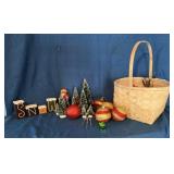 Basket of Christmas ornaments
