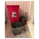 Trash cans, plate holder