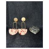 earrings and heart pendant