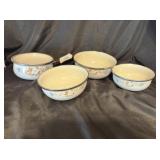 Enamel ware sauce pan & nesting bowls